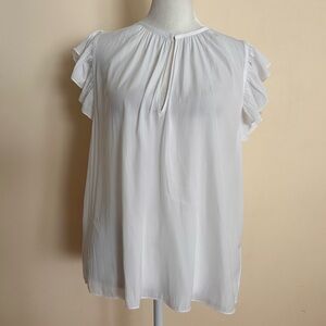 Ramy Brook Elegant White Blouse with Ruffle Sleeves